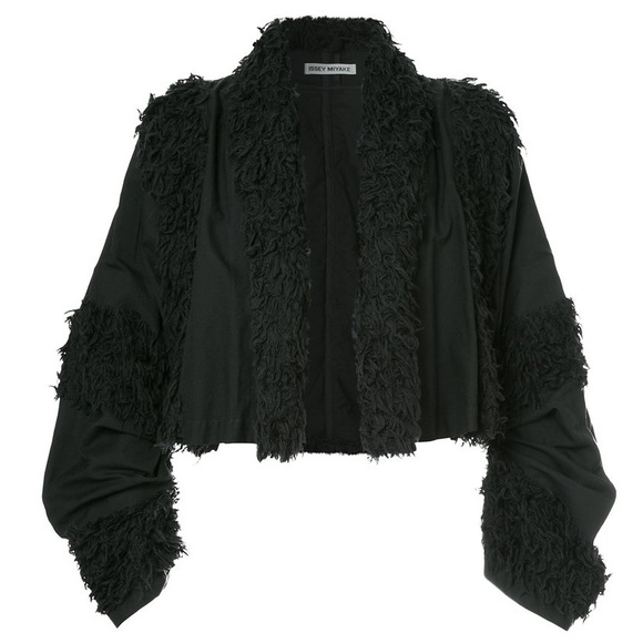 Issey Miyake Jackets & Blazers - Issey Miyake faux shearling-trimmed cropped jacket